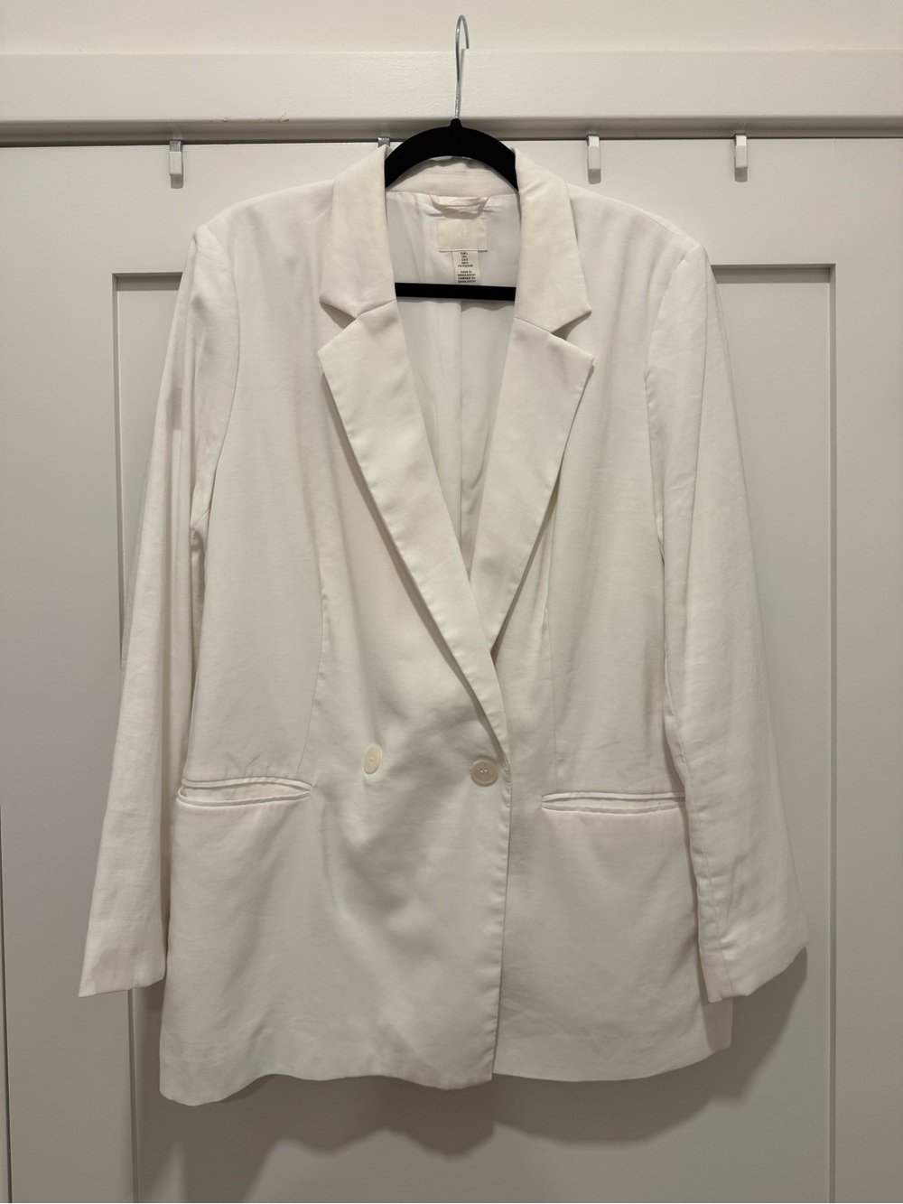 H&M White Double-Breasted Tailored Blazer